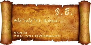 Vásári Baksa névjegykártya